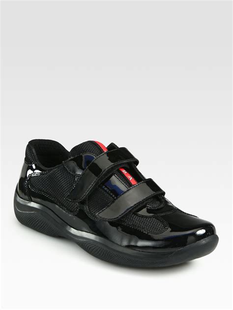 prada womens black patent slip on shoe|prada slip on sneakers sale.